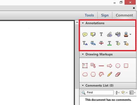 วิธีเปิดใช้งานเครื่องมือ Annotations ใน Adobe Reader XI