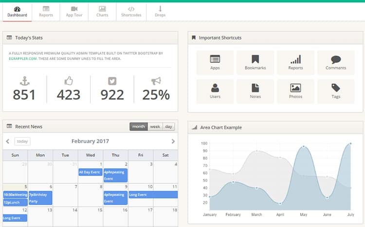 ดาวน์โหลด TemplateVamp Bootstrap Admin Template 